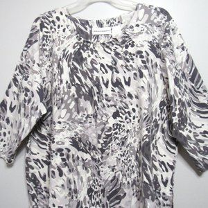 Alfred Dunner XL Top Sequin and Beaded Trim 3/4 Sleeve Camouflage Print